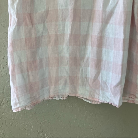 J.Jill Linen Pink/White Tablecloth Plaid Button Back Blouse Sleeveless Size L - Picture 2 of 8